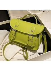 Vintage Messenger Bag Women Buckle Flap Small Shoulder Bag Luxury Brand Crossbody Bag PU Leather New Designer Female Bag