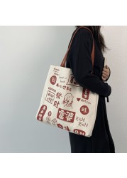 Xierya Canvas Bag Female Large Capacity Student Bag Canvas Bag Shoulder Bag New Fashionable Clothes Bag Women Tote Bag Chinese Style