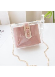 2pcs Transparent Mini Summer Bags Women Buckle Clear PVC Jelly Small Shoulder Bag Female Chain Camouflage Messenger Bags Tote