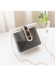 2pcs Transparent Mini Summer Bags Women Buckle Clear PVC Jelly Small Shoulder Bag Female Chain Camouflage Messenger Bags Tote