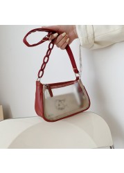 2022 year popular plastic bag transparent method rod bag new fashion jelly bag ins foreign style armpit shoulder bags for women