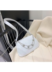 2022 Women Nylon Shoulder Underarm Bag Fashion Solid Color Butterfly Chain Color Zipper Small Purse Handbag Casual Shopping Bags