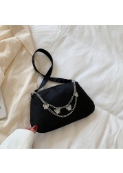 2022 Women Nylon Shoulder Underarm Bag Fashion Solid Color Butterfly Chain Color Zipper Small Purse Handbag Casual Shopping Bags