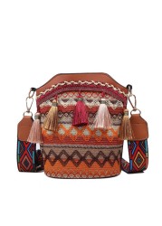 Ethnic Women's Shoulder Bag Knit Tassel Small Crossbody Bag Women Handbag Original Design Postman Bag