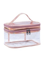 2022 Ladies Transparent Waterproof Cosmetic Bag Female Wash Toilet Bag Organizer Large Capacity PVC Travel Makeup Storage Bag