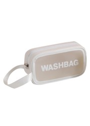 Portable Large Capacity Travel Portable Transparent Wash Bag PU Waterproof Matte Cosmetic Bag Skin Care Product Storage Bag