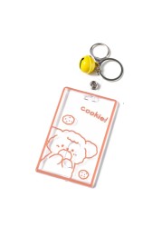 X7YA 1pc Transparent Acrylic Business Card Holder For Staff Staff With Keyring Bell Cartoon Pattern Pass Card Cover Bus Cards