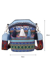 2022 Summer Ethnic Women Shoulder Crossbody Bag Woven Tassels Small Bucket Female Handbags Messenger Satchel Designer Handbag