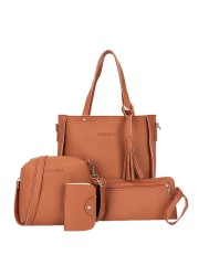 4pcs Women Handbag Set Shoulder Crossbody Bags Bag Card Holder Wallet Purse