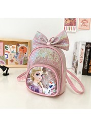 New Children's School Bag Cartoon Princess Accessories Bag Bow Sequins PU Backpack Pupil Kindergarten Kids Girls Backpack