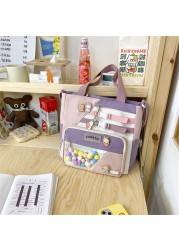 Kawaii Large Capacity Tote Bags Trendy Nylon Patchwork Shoulder School Book Bag For Teen Girls Fashion Student Crossbody Bag Sac