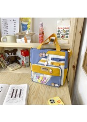 Kawaii Large Capacity Tote Bags Trendy Nylon Patchwork Shoulder School Book Bag For Teen Girls Fashion Student Crossbody Bag Sac