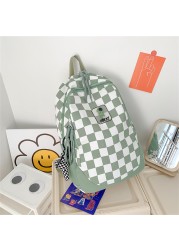 Fashion Plaid Women Backpack Purses Casual Nylon Backpack Student Book School Bags For Girls New High Capacity Travel Bag