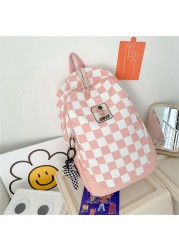 Fashion Plaid Women Backpack Purses Casual Nylon Backpack Student Book School Bags For Girls New High Capacity Travel Bag