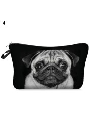 3D Pug Dog Printed Cosmetic Bags Dogs Cute Pattern for Makeup Bag Organizer Necessities Women Travel Woman Small Handbag