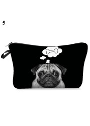 3D Pug Dog Printed Cosmetic Bags Dogs Cute Pattern for Makeup Bag Organizer Necessities Women Travel Woman Small Handbag