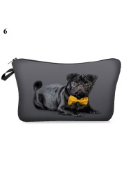 3D Pug Dog Printed Cosmetic Bags Dogs Cute Pattern for Makeup Bag Organizer Necessities Women Travel Woman Small Handbag