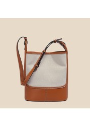 Cowhide and Canvas Patchwork Genuine Leather Bag Women Shoulder Bags Vintage Crossbody Luxury Designer Handbags Bolsos Para Mujer