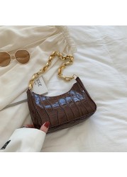 Ladies PU Leather Chain Shoulder Bag Women Underarm Bag Fashion Crocodile Pattern Zipper Shopping Handbag
