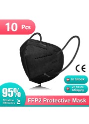 KN95 Mascarillas fpp2 mask homology adas europa 5 layer CE protection black face mask ffp2reuse zable Mascherina ffpp2