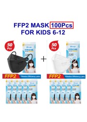 FFP2 Mascara Ninos Mascarilla FPP2 Homolucada KN95 Masks Disposable Face Mask Kids Health 6-12old FFP2Mask Certified