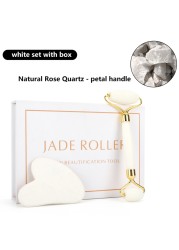 Natural Pink Quartz Jade Roller Gua Sha Set Facial Body Massager Roller Stone Jade Massage Set Face Lifting Beauty Massage Device