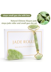 Natural Pink Quartz Jade Roller Gua Sha Set Facial Body Massager Roller Stone Jade Massage Set Face Lifting Beauty Massage Device