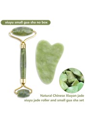 Natural Pink Quartz Jade Roller Gua Sha Set Facial Body Massager Roller Stone Jade Massage Set Face Lifting Beauty Massage Device