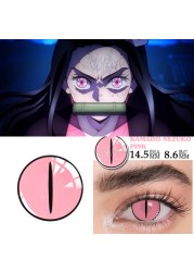 Bio-essence 1 Pair Cosplay Color Contact Lenses Nezuko Cosplay Anime Eye Contacts Pink Lenses Demon Slayer Cosplay Lenses