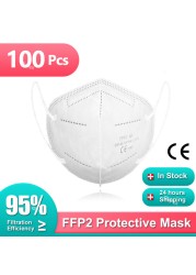 FFP2 أقنعة KN95 Mascarillas هومولوكادا 5 طبقات ffp2fan CE قناع الجهاز التنفسي FPP2 قناع وجه واقي KN 95 Masque الكبار