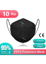 FFP2 أقنعة KN95 Mascarillas هومولوكادا 5 طبقات ffp2fan CE قناع الجهاز التنفسي FPP2 قناع وجه واقي KN 95 Masque الكبار