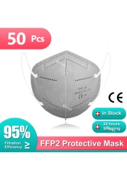 FFP2 أقنعة KN95 Mascarillas هومولوكادا 5 طبقات ffp2fan CE قناع الجهاز التنفسي FPP2 قناع وجه واقي KN 95 Masque الكبار