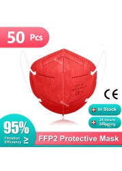 FFP2 أقنعة KN95 Mascarillas هومولوكادا 5 طبقات ffp2fan CE قناع الجهاز التنفسي FPP2 قناع وجه واقي KN 95 Masque الكبار