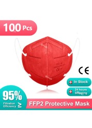 FFP2 أقنعة KN95 Mascarillas هومولوكادا 5 طبقات ffp2fan CE قناع الجهاز التنفسي FPP2 قناع وجه واقي KN 95 Masque الكبار