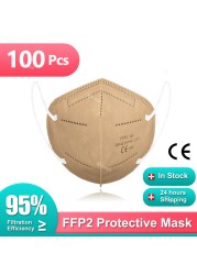 FFP2 أقنعة KN95 Mascarillas هومولوكادا 5 طبقات ffp2fan CE قناع الجهاز التنفسي FPP2 قناع وجه واقي KN 95 Masque الكبار