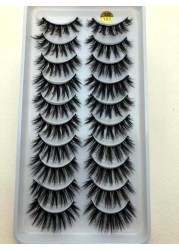 10 pairs of 3D false eyelashes, handmade, soft and hot, naturally, to create a perfect eye makeup, cross and thick