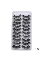 10 pairs of 3D false eyelashes, handmade, soft and hot, naturally, to create a perfect eye makeup, cross and thick