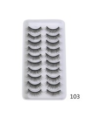 10 pairs of 3D false eyelashes, handmade, soft and hot, naturally, to create a perfect eye makeup, cross and thick