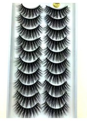 10 pairs of 3D false eyelashes, handmade, soft and hot, naturally, to create a perfect eye makeup, cross and thick