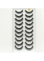 10 pairs of 3D false eyelashes, handmade, soft and hot, naturally, to create a perfect eye makeup, cross and thick