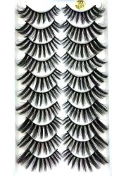 10 pairs of 3D false eyelashes, handmade, soft and hot, naturally, to create a perfect eye makeup, cross and thick