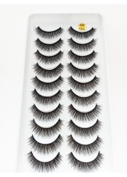 10 pairs of 3D false eyelashes, handmade, soft and hot, naturally, to create a perfect eye makeup, cross and thick