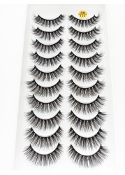 10 pairs of 3D false eyelashes, handmade, soft and hot, naturally, to create a perfect eye makeup, cross and thick