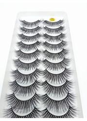 10 pairs of 3D false eyelashes, handmade, soft and hot, naturally, to create a perfect eye makeup, cross and thick