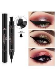 Eyes Makeup Black Double-ended Eye Liner Liquid Pencil Quick Dry Waterproof Black Makeup Stamp Wing Eyeliner Pencil TSLM1