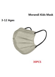 Morandi Embroidered 4 Layers Kids Mask 3-12 Years Old Children Masks Disposable Dust Mask Christmas Mask