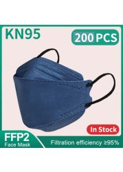 Morandi Kn95 Fish Mask 10-200pcs FP2 Approved Sanitary Dust & Sanitary Safety 4 Strips Adult Mask kf94mascarillas FPP2