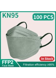 Morandi Kn95 Fish Mask 10-200pcs FP2 Approved Sanitary Dust & Sanitary Safety 4 Strips Adult Mask kf94mascarillas FPP2