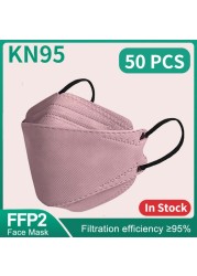 Morandi Kn95 Fish Mask 10-200pcs FP2 Approved Sanitary Dust & Sanitary Safety 4 Strips Adult Mask kf94mascarillas FPP2