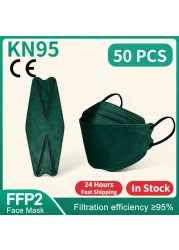 Morandi Kn95 Fish Mask 10-200pcs FP2 Approved Sanitary Dust & Sanitary Safety 4 Strips Adult Mask kf94mascarillas FPP2